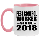Pest Control Worker Since 2018 - 11oz Accent Mug Pink