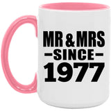 47th Anniversary Mr & Mrs Since 1977 - 15oz Accent Mug Pink