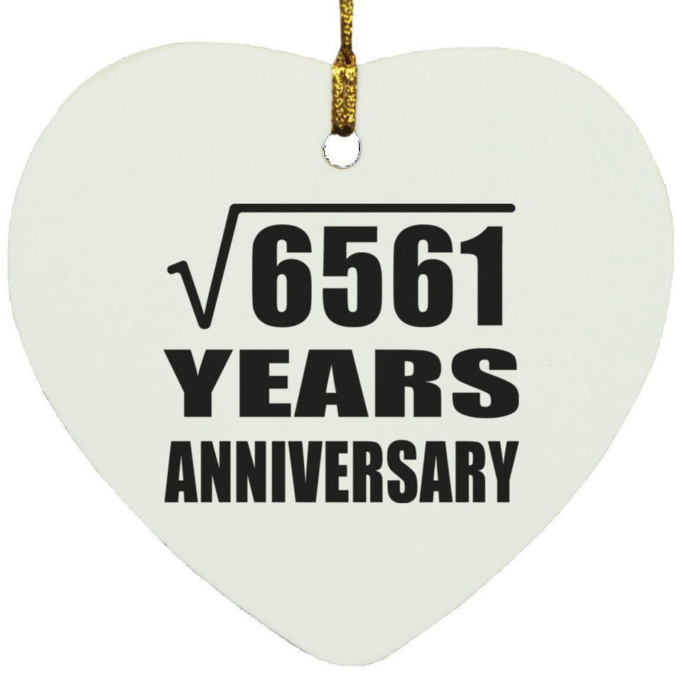 81st Anniversary Square Root of 6561 Years Anniversary - Heart Ornament