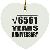 81st Anniversary Square Root of 6561 Years Anniversary - Heart Ornament