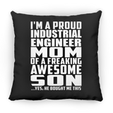 Proud Industrial Engineer Mom Of Awesome Son - Throw Pillow Black