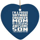 Proud Software Engineer Mom Of Awesome Son - Heart Ornament
