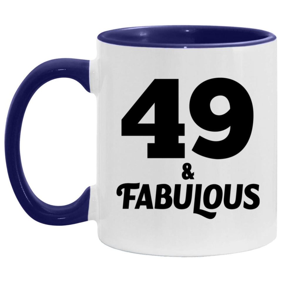 49th Birthday 49 & Fabulous - 11oz Accent Mug Purple