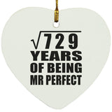 27th Anniversary Square Root of 729 Years of Mr Perfect - Heart Ornament