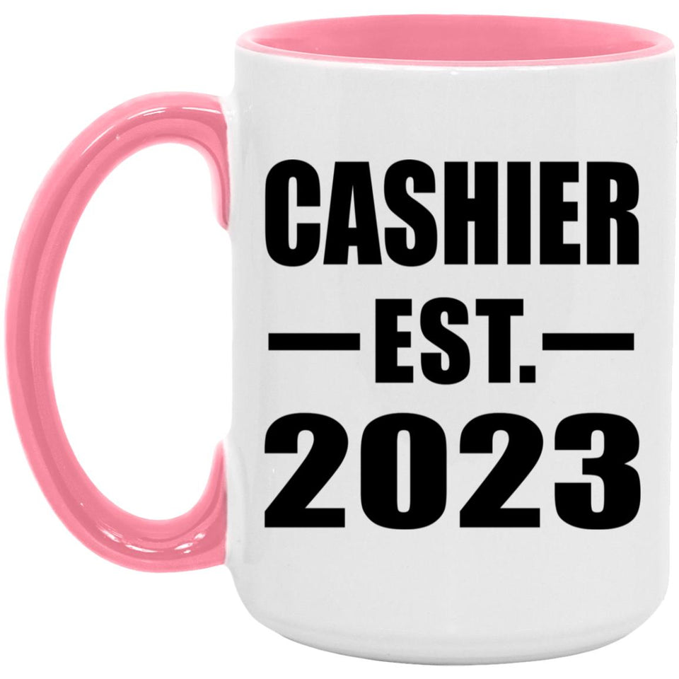 Cashier Established EST. 2023 - 15oz Accent Mug Pink