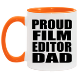Proud Film Editor Dad - 11oz Accent Mug Orange