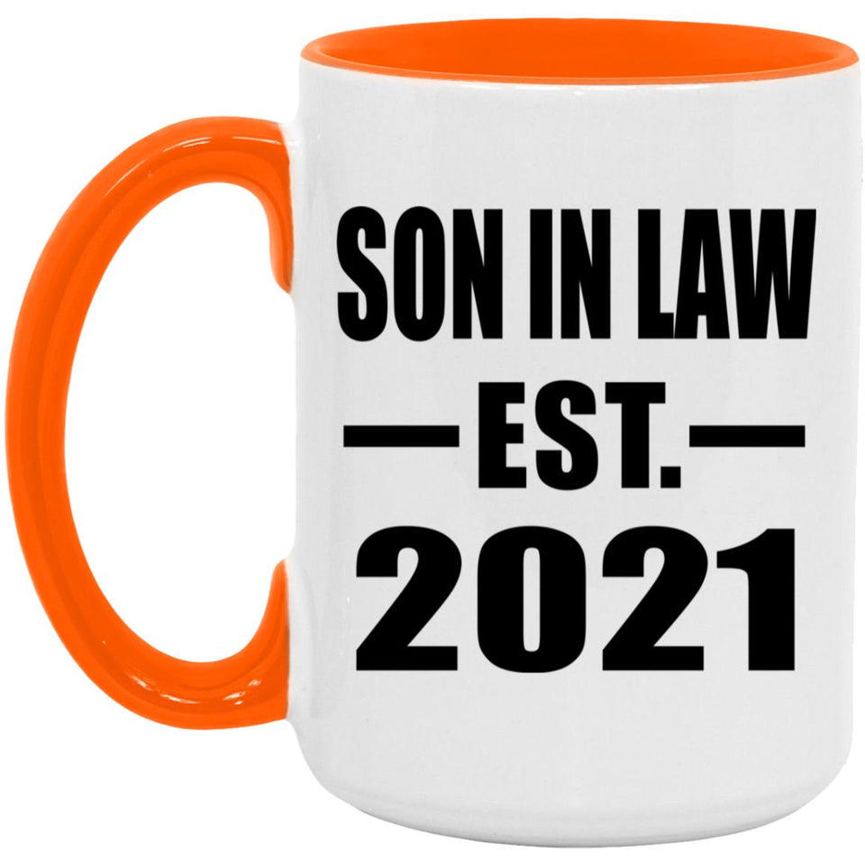 Son In Law Established EST. 2021 - 15oz Accent Mug Orange