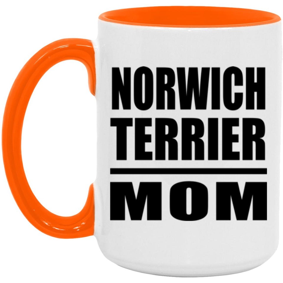 Norwich Terrier Mom - 15oz Accent Mug Orange
