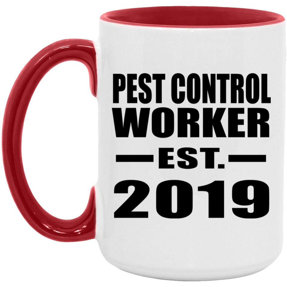 Pest Control Worker Established EST. 2019 - 15oz Accent Mug Red