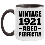 103rd Birthday Vintage 1921 Aged Perfectly - 11oz Accent Mug Black