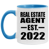 Real Estate Agent Established EST. 2022 - 11oz Accent Mug Blue