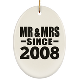 16th Anniversary Mr & Mrs Since 2008 - Oval Ornament