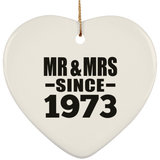 51st Anniversary Mr & Mrs Since 1973 - Heart Ornament