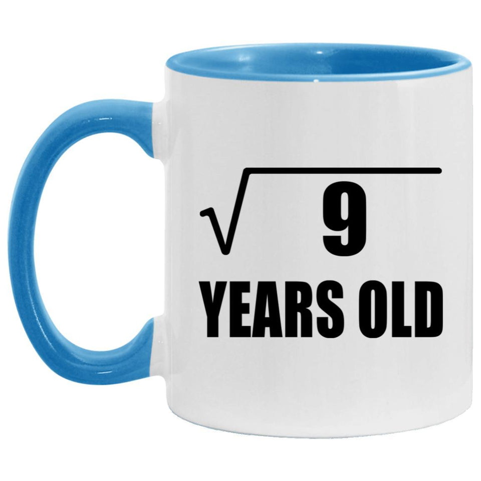 3rd Birthday Square Root of 9 Years Old - 11oz Accent Mug Blue