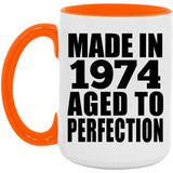 50th Birthday Made In 1974 Aged to Perfection - 15oz Accent Mug Orange