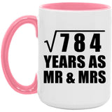 28th Anniversary Square Root of 784 Years As Mr & Mrs - 15oz Accent Mug Pink
