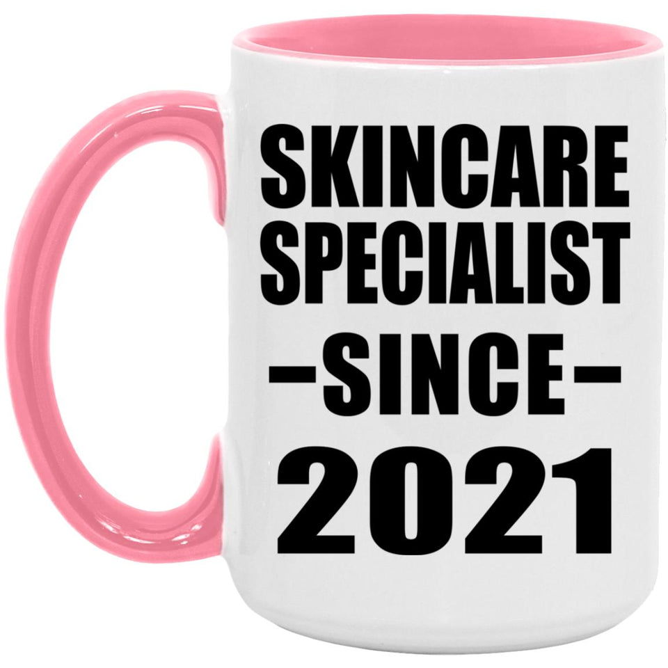 Skincare Specialist Since 2021 - 15oz Accent Mug Pink