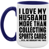 I Love My Husband More Than Collecting Sports Cards - 15oz Accent Mug Purple