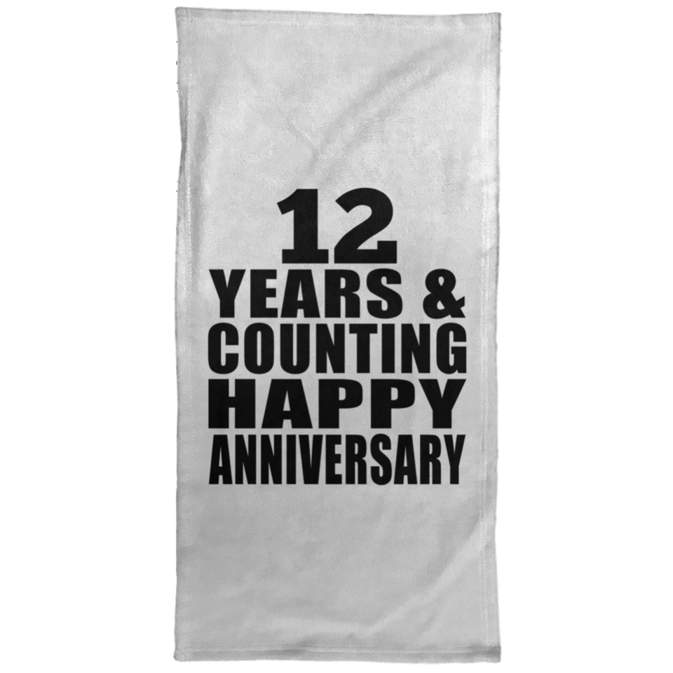 Happy 12th Anniversary 12 Years & Counting - Hand Towel