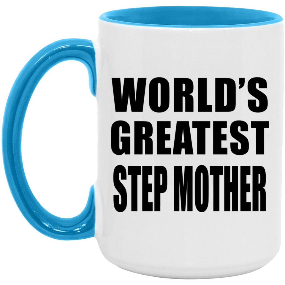 World's Greatest Step Mother - 15oz Accent Mug Blue