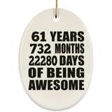 61st Birthday 61 Years 732 Months 22280 Days Of Awesome - Oval Ornament
