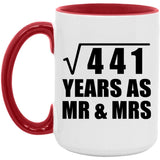 21st Anniversary Square Root of 441 Years As Mr & Mrs - 15oz Accent Mug Red