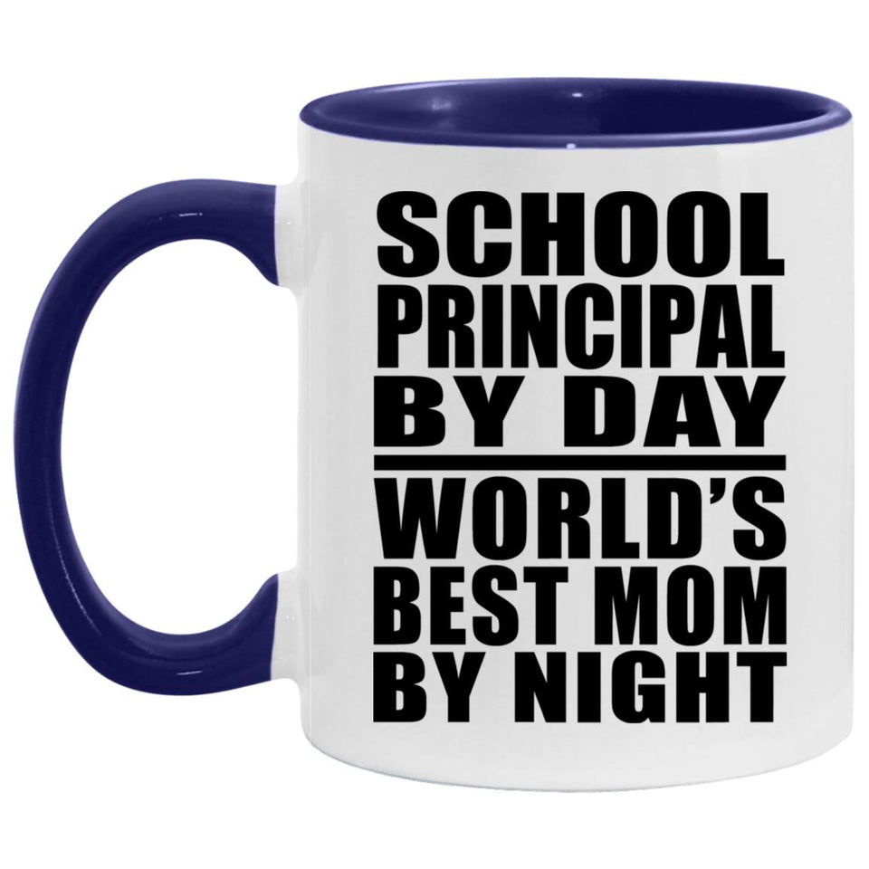 School Principal By Day World's Best Mom By Night - 11oz Accent Mug Purple