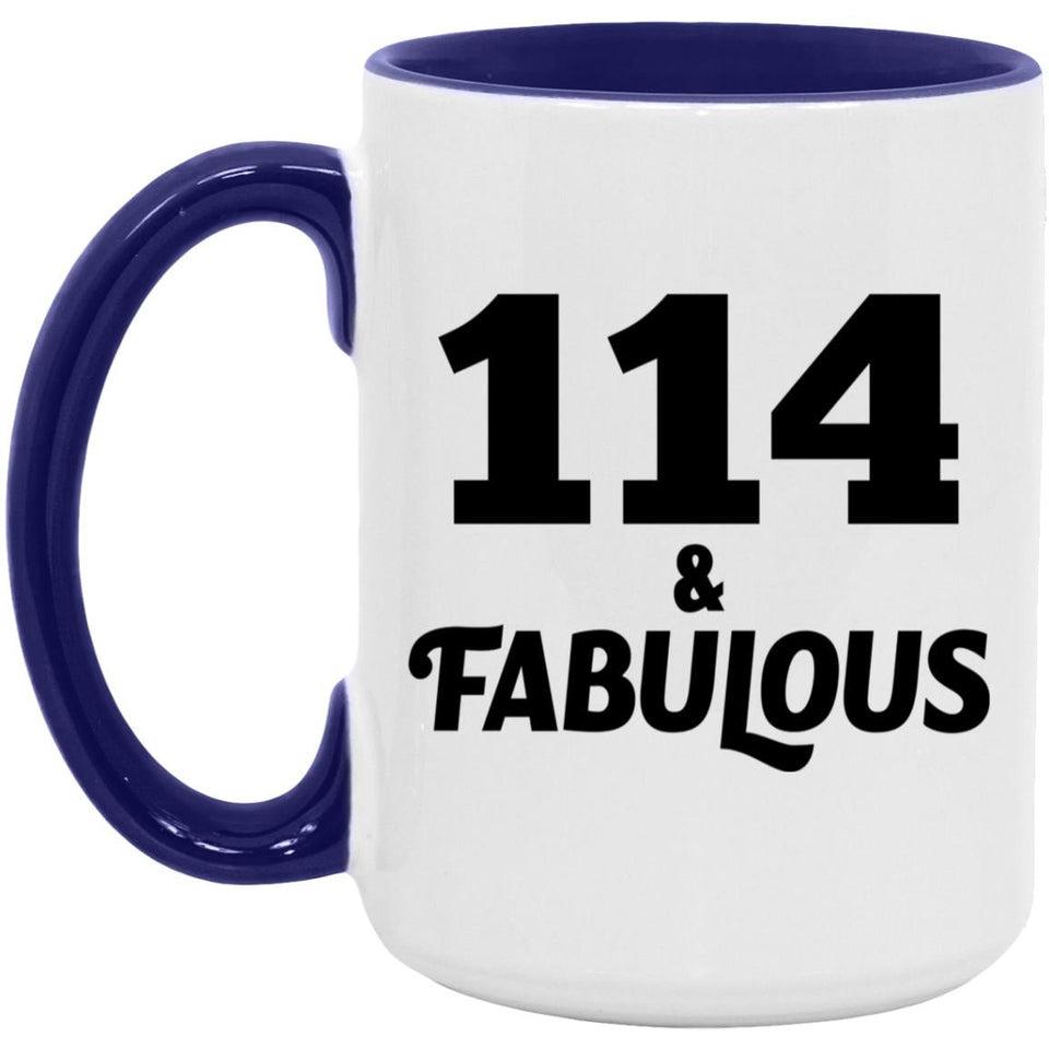 114th Birthday 114 & Fabulous - 15oz Accent Mug Purple