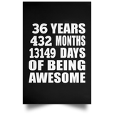 36th Birthday 36 Years 432 Months 13149 Days Of Awesome - Poster Portrait