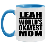 Leah World's Okayest Mom - 11oz Accent Mug Blue