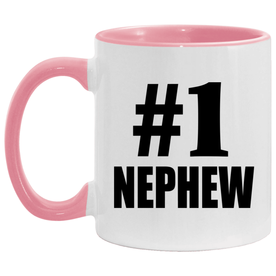 Number One #1 Nephew - 11oz Accent Mug Pink