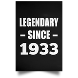 91st Birthday Legendary Since 1933 - Poster Portrait