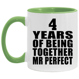 4th Anniversary 4 Years Of Being Mr Perfect - 11oz Accent Mug Green