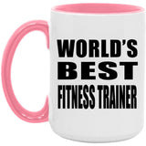 World's Best Fitness Trainer - 15oz Accent Mug Pink