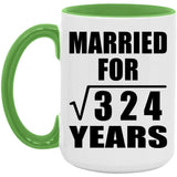 18th Anniversary Married For Square Root of 324 Years - 15oz Accent Mug Green