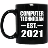 Computer Technician Established EST. 2021 - 11oz Coffee Mug Black