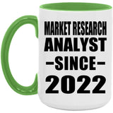 Market Research Analyst Since 2022 - 15oz Accent Mug Green