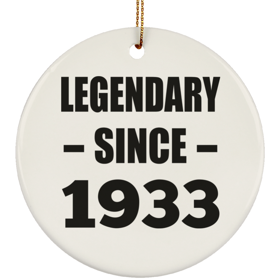 91st Birthday Legendary Since 1933 - Circle Ornament