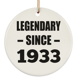 91st Birthday Legendary Since 1933 - Circle Ornament
