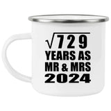27th Anniversary Square Root of 729 Years As Mr & Mrs 2024 - 12oz Camping Mug