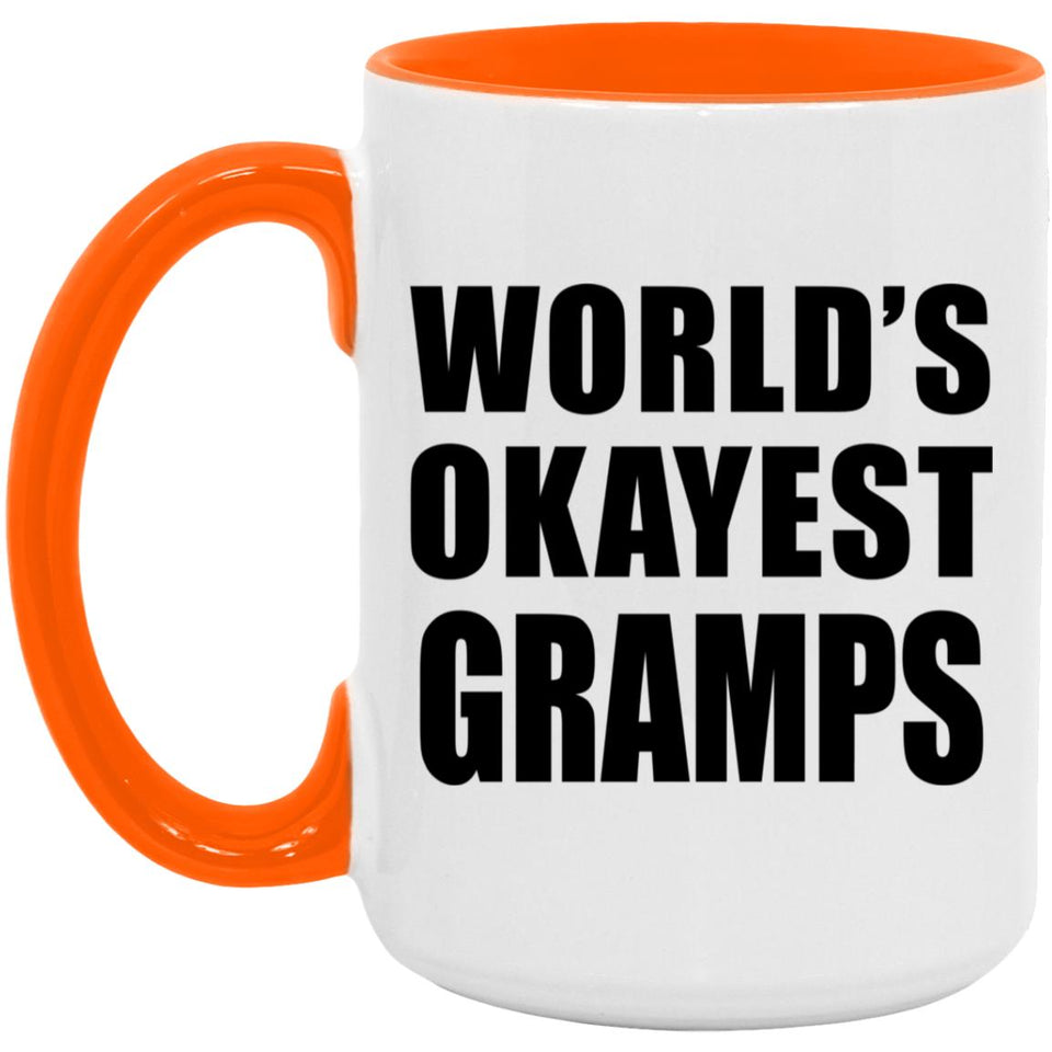 World's Okayest Gramps - 15oz Accent Mug Orange