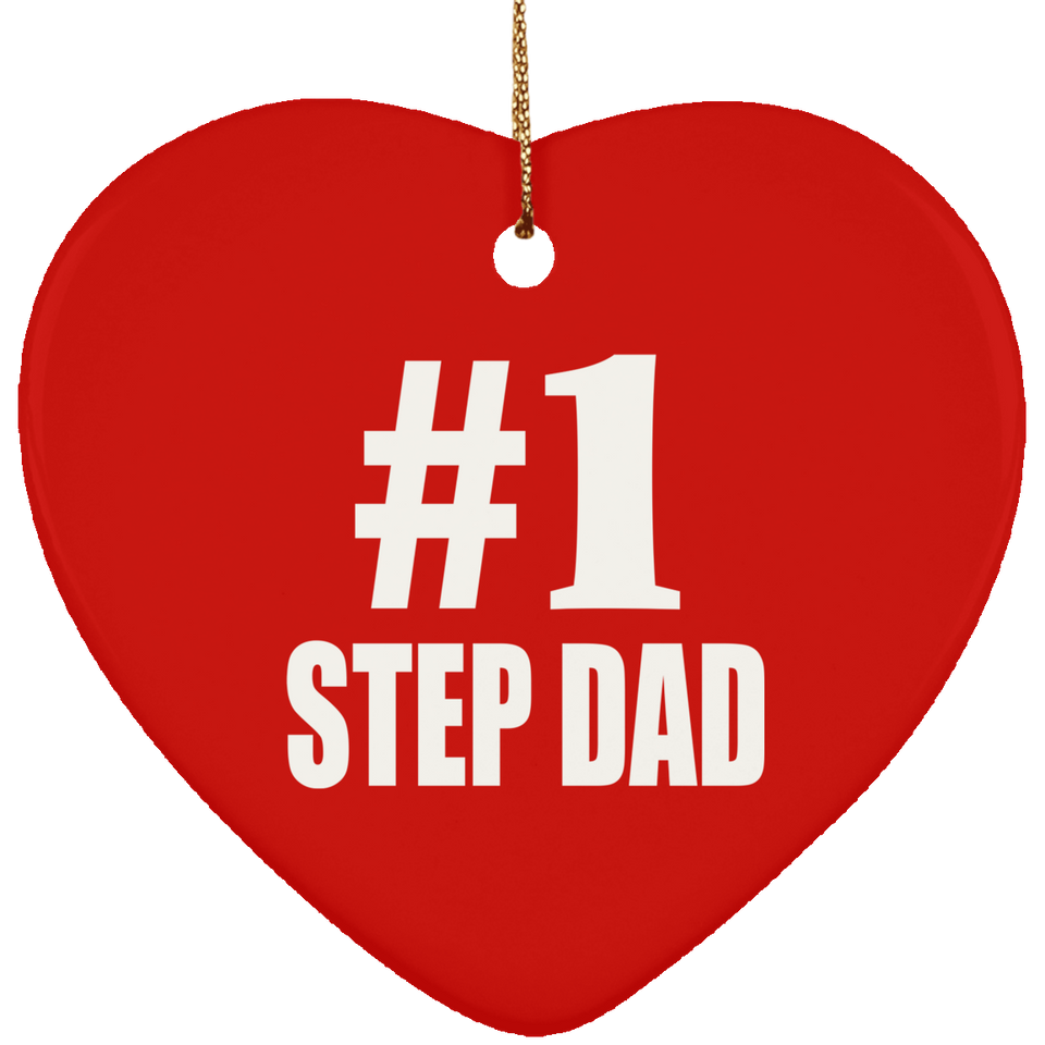 Number One #1 Step Dad - Heart Ornament