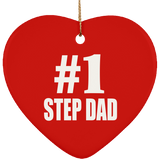Number One #1 Step Dad - Heart Ornament