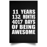 11th Birthday 11 Years 132 Months 4017 Days Of Awesome - Poster Portrait
