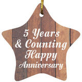 5th Anniversary 5 Years & Counting Happy Anniversary - Star Ornament E