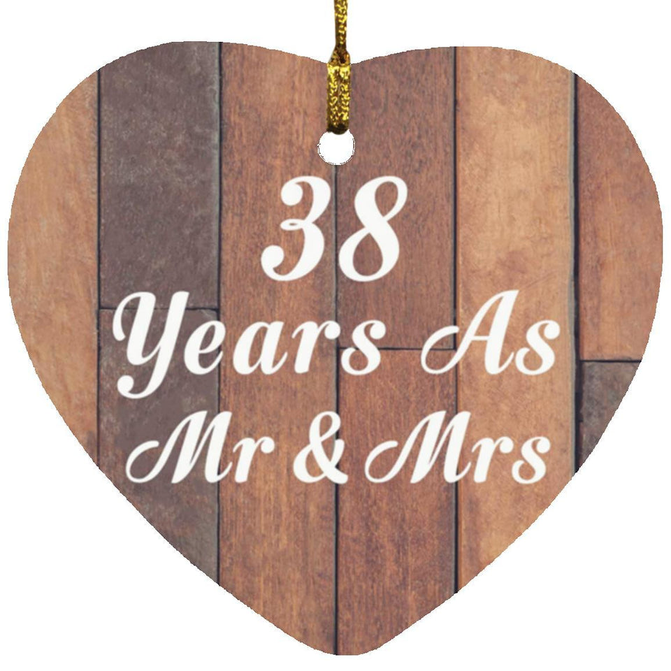 38th Anniversary 38 Years As Mr & Mrs - Heart Ornament E