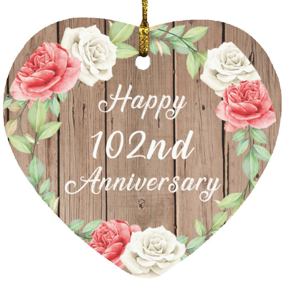 Happy 102nd Anniversary - Heart Ornament B
