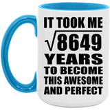 93rd Birthday Took Square Root of 8649 Years To Awesome - 15oz Accent Mug Blue