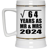 8th Anniversary Square Root of 64 Years As Mr & Mrs 2024 - Beer Stein