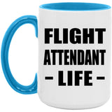 Flight Attendant Life - 15oz Accent Mug Blue